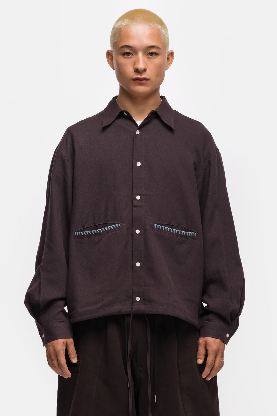 Estudio Niksen Embroidery Pocket Shirt in Navy - Notre