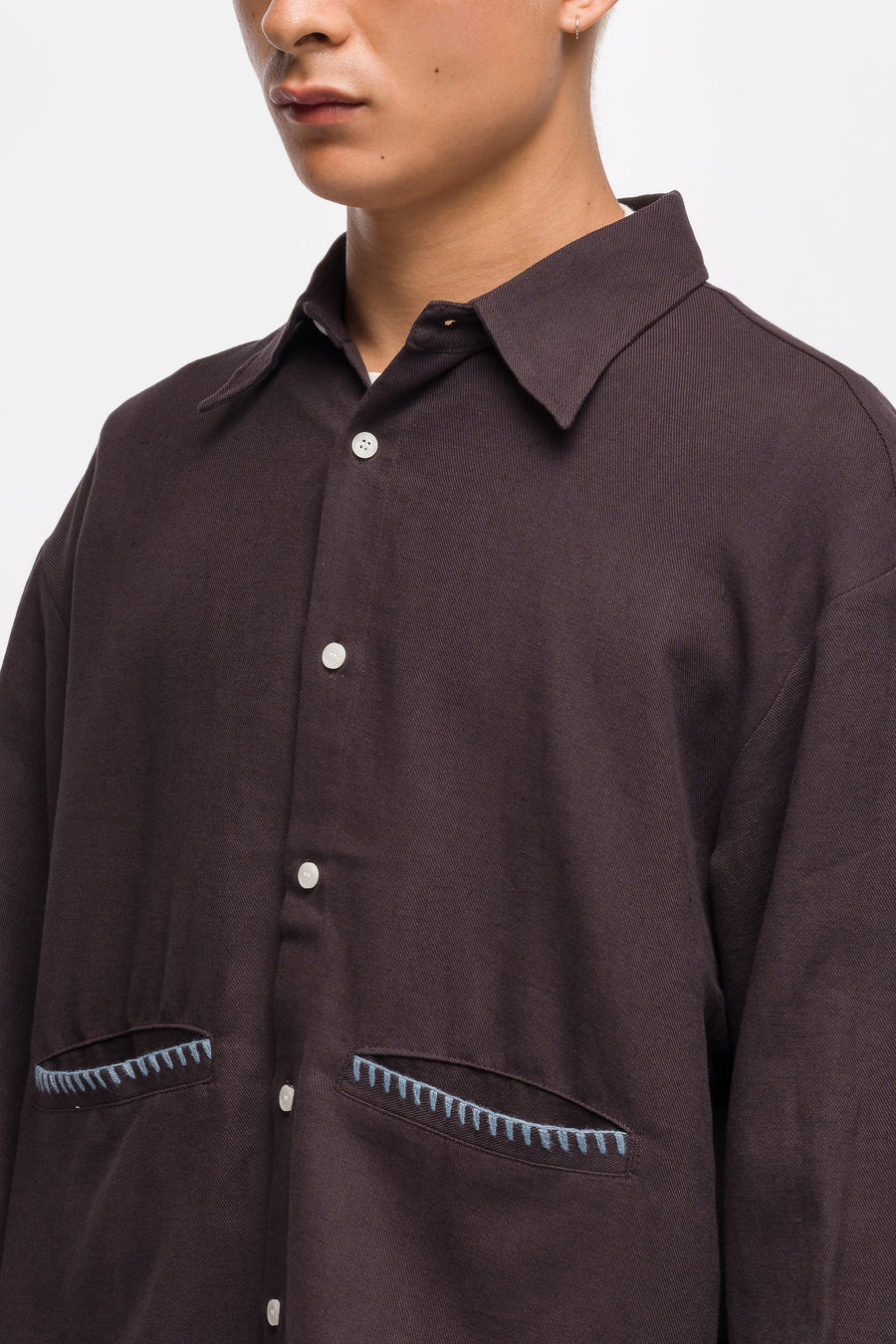 Estudio Niksen Embroidery Pocket Shirt in Navy - Notre