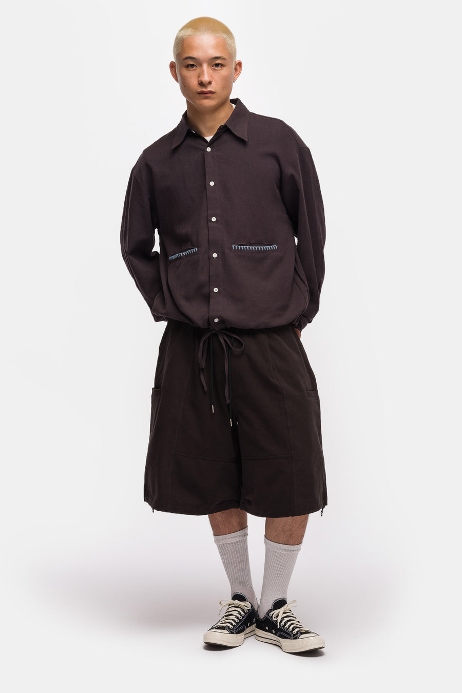 Estudio Niksen Embroidery Pocket Shirt in Navy - Notre