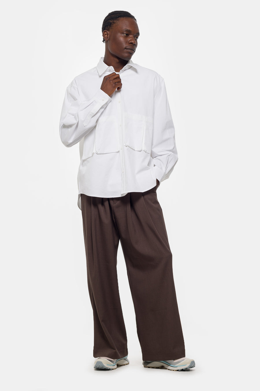 Estudio Niksen Five Pocket Button Shirt in White - Notre