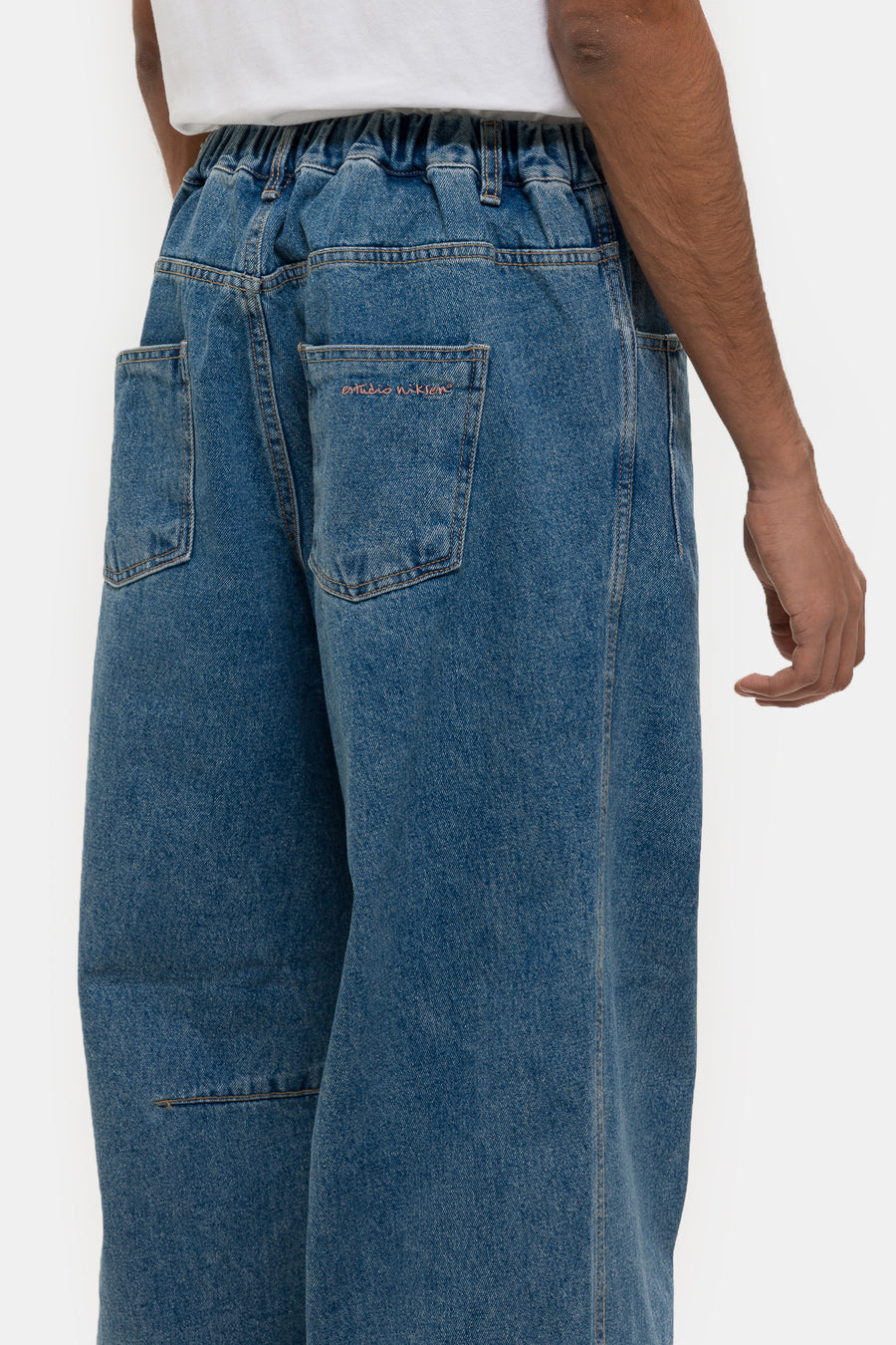 【DISCERNMENT】HD Washing Half Denim Half and Half Denim Jeans – Golden Grace Boutique