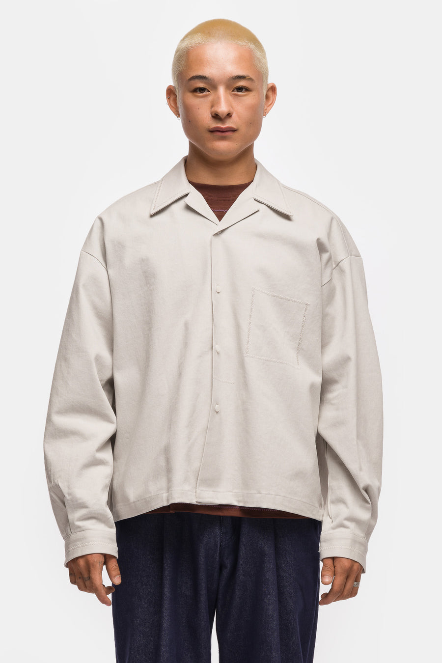 Hand Embroidered Denim Shirt in Light Denim