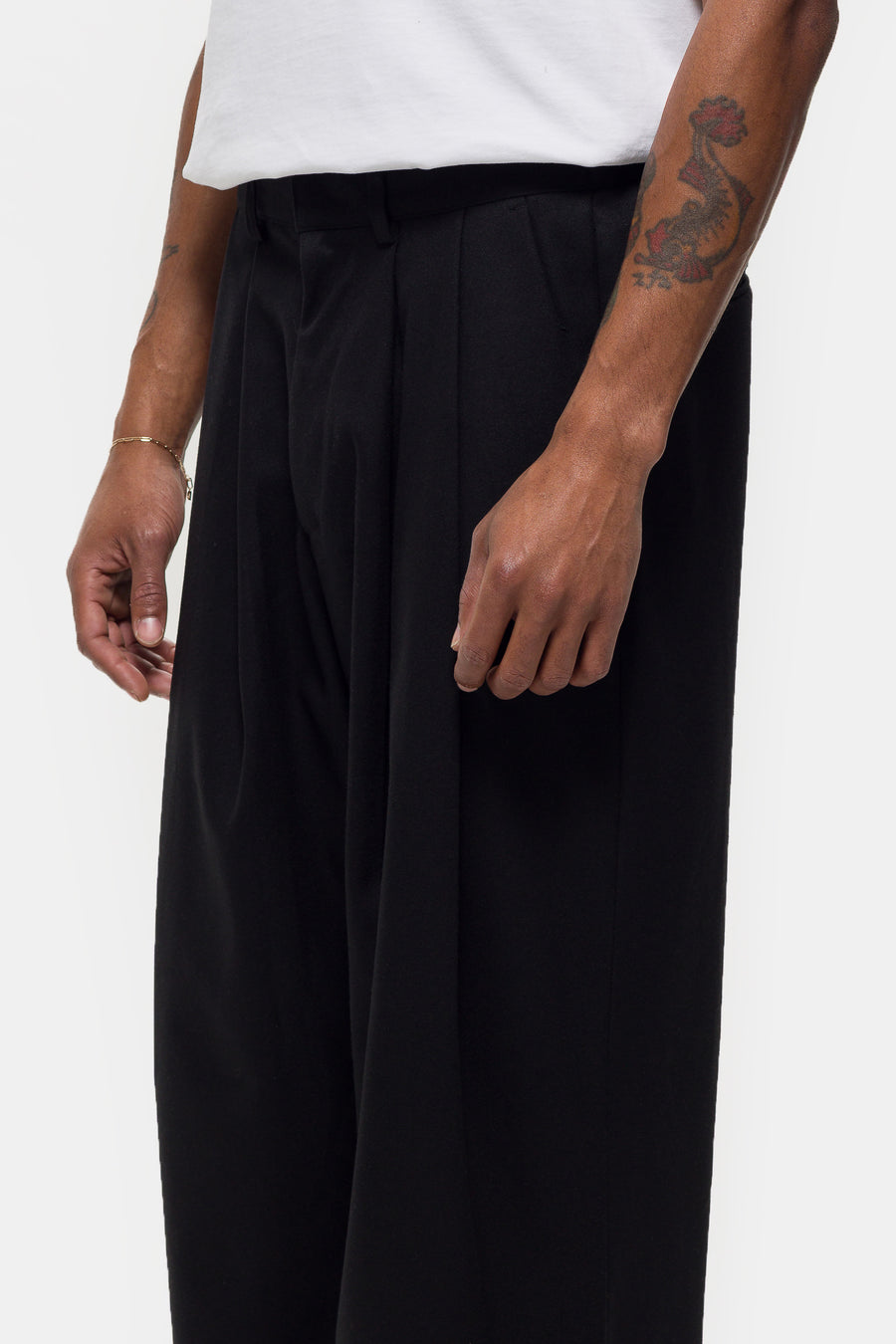 Heavyweight Pintuck Maxi Trouser in Black
