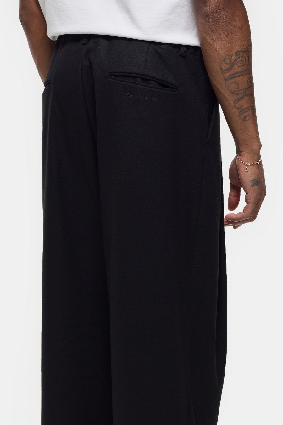 Heavyweight Pintuck Maxi Trouser in Black