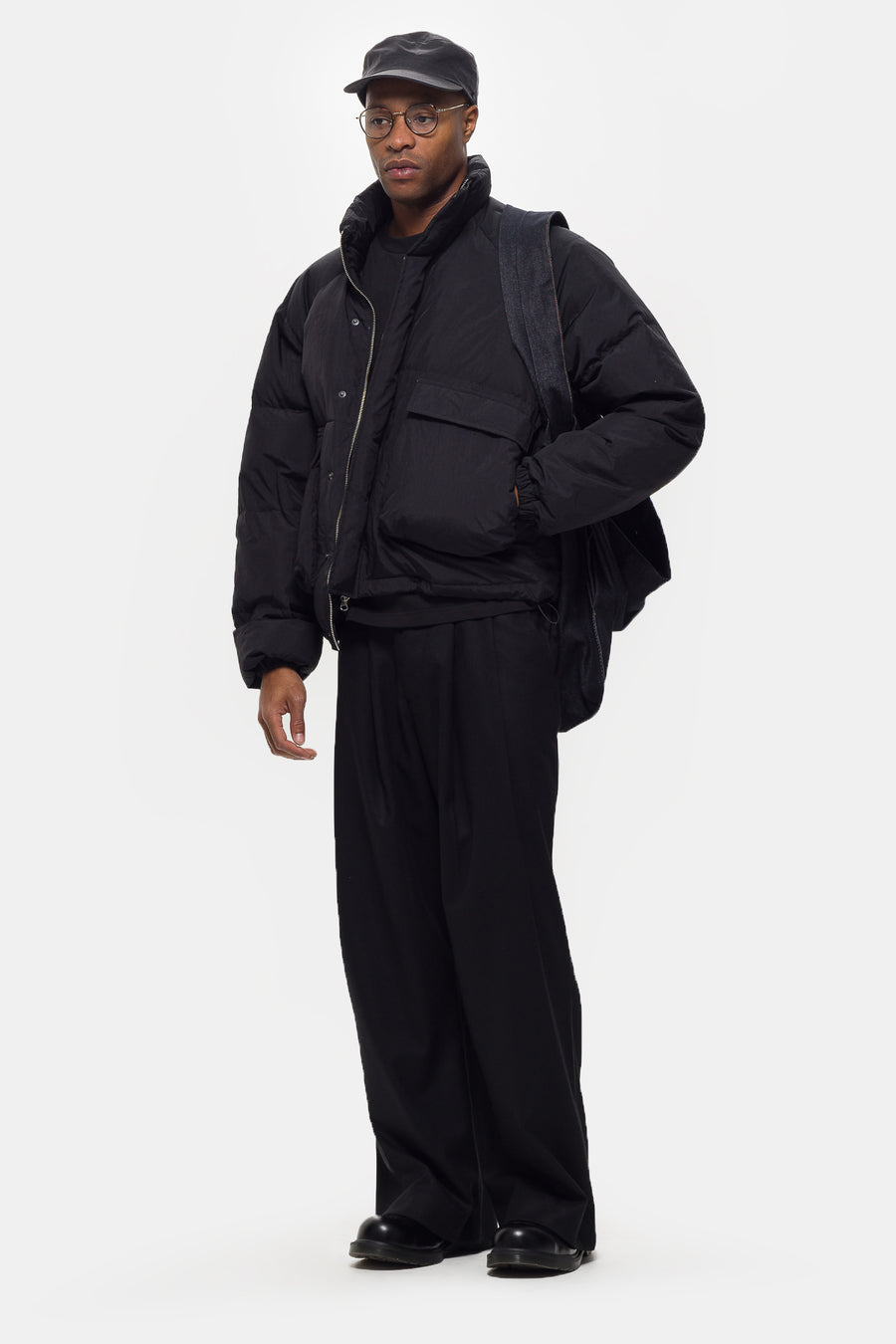 Heavyweight Pintuck Maxi Trouser in Black