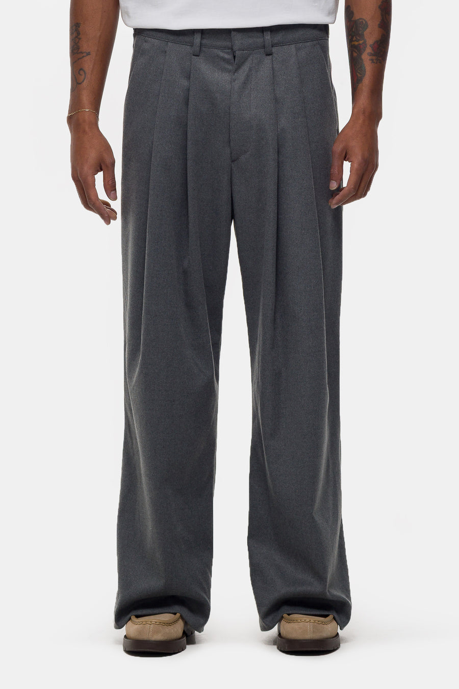 Heavyweight Pintuck Maxi Trouser in Grey