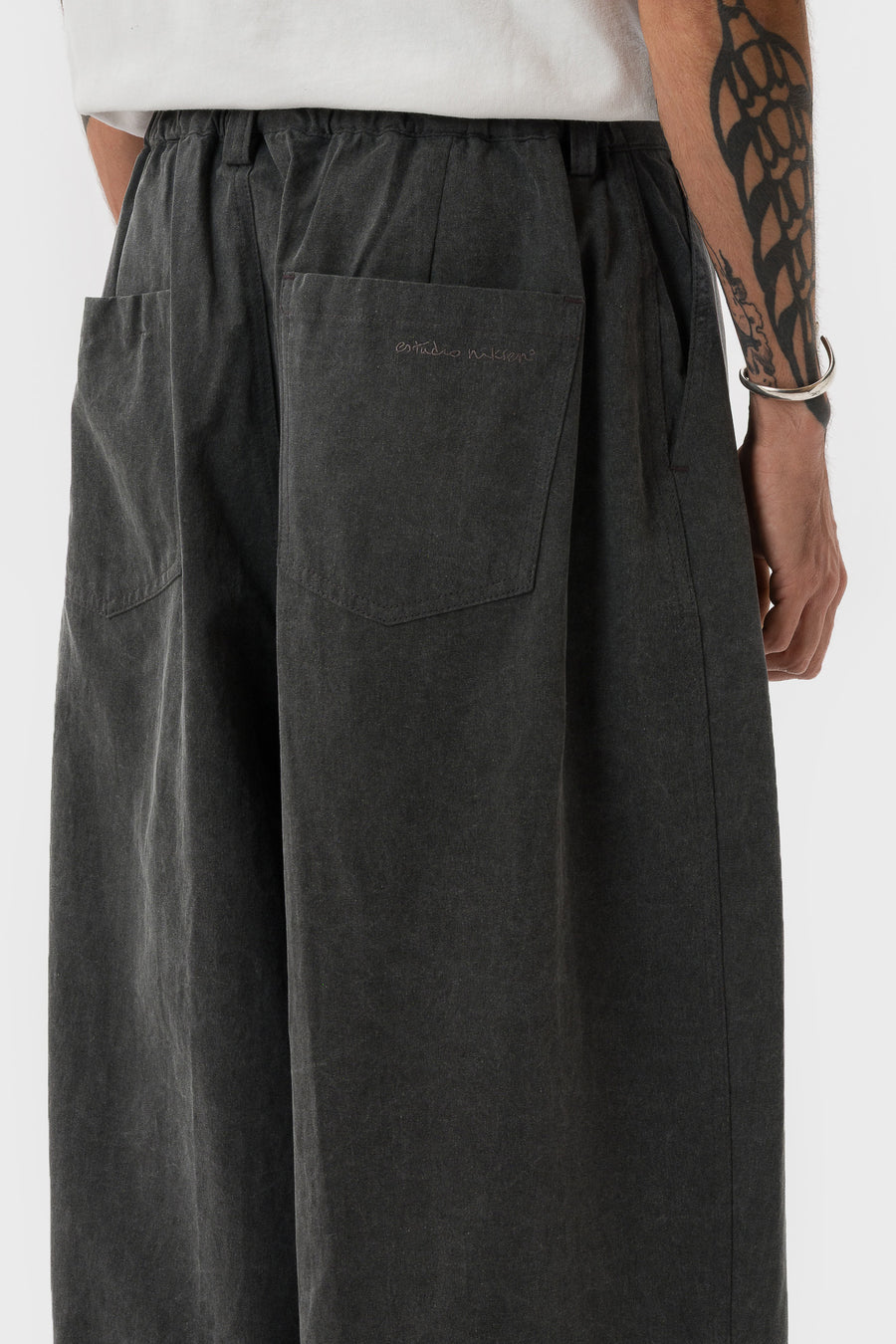 Estudio Niksen Herringbone Balloon Trouser in Charcoal - Notre