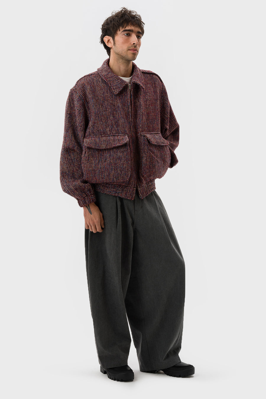 Estudio Niksen Herringbone Balloon Trouser in Charcoal - Notre