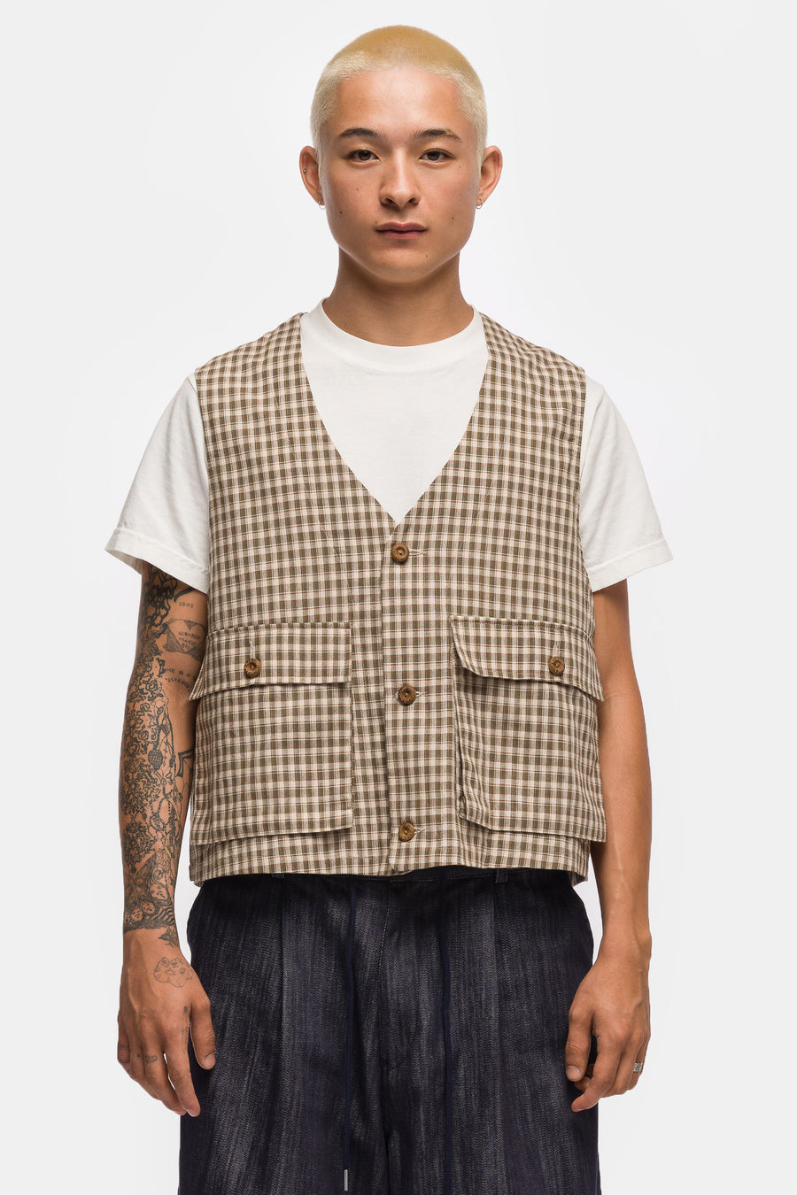 Estudio Niksen Light Pocket Vest in Checkered - Notre