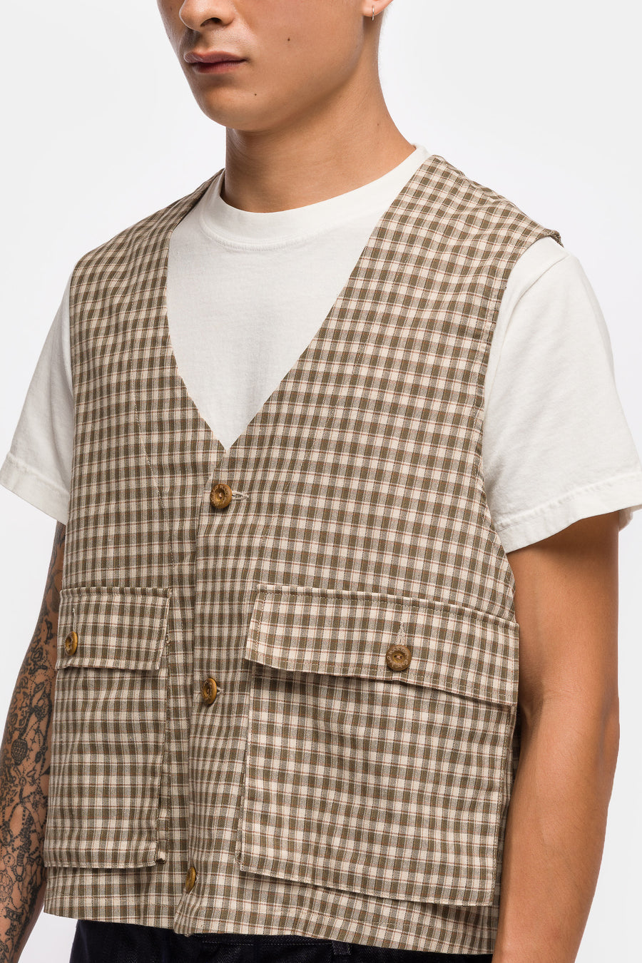 Estudio Niksen Light Pocket Vest in Checkered - Notre
