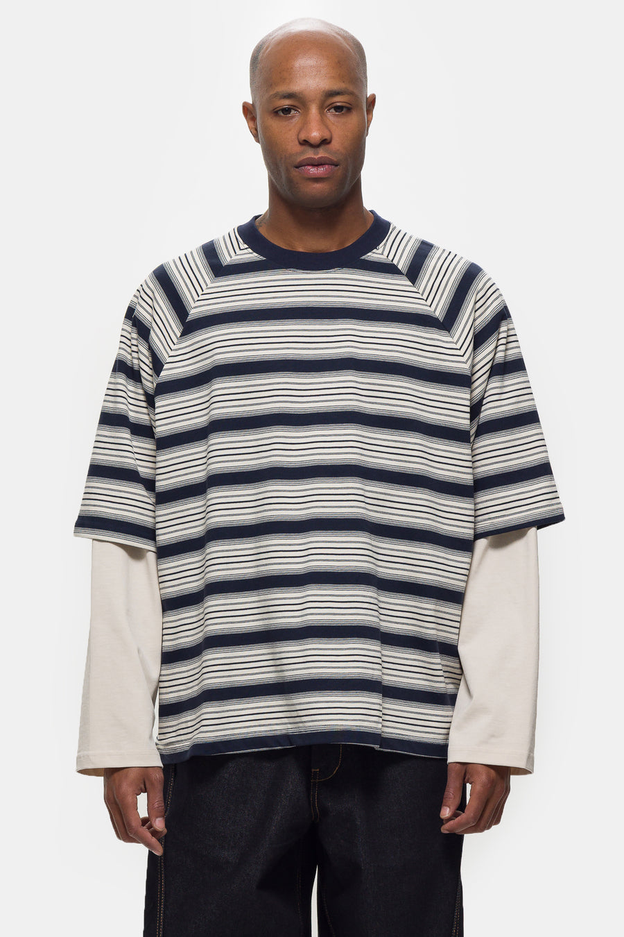 Longsleeve Layered T-Shirt in Blue Stripe