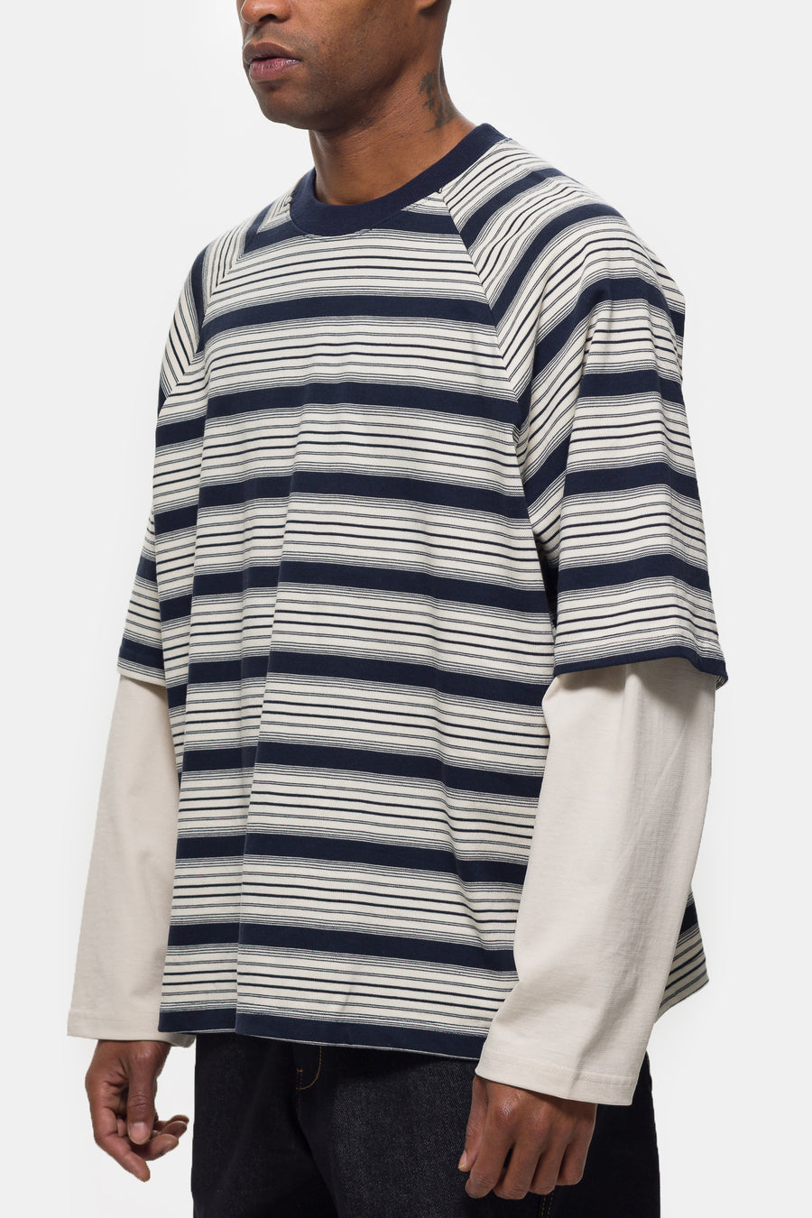 Longsleeve Layered T-Shirt in Blue Stripe