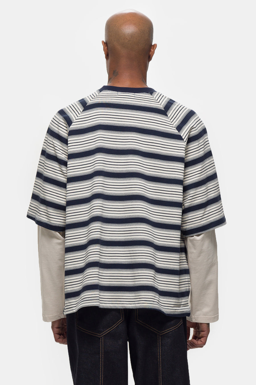 Longsleeve Layered T-Shirt in Blue Stripe