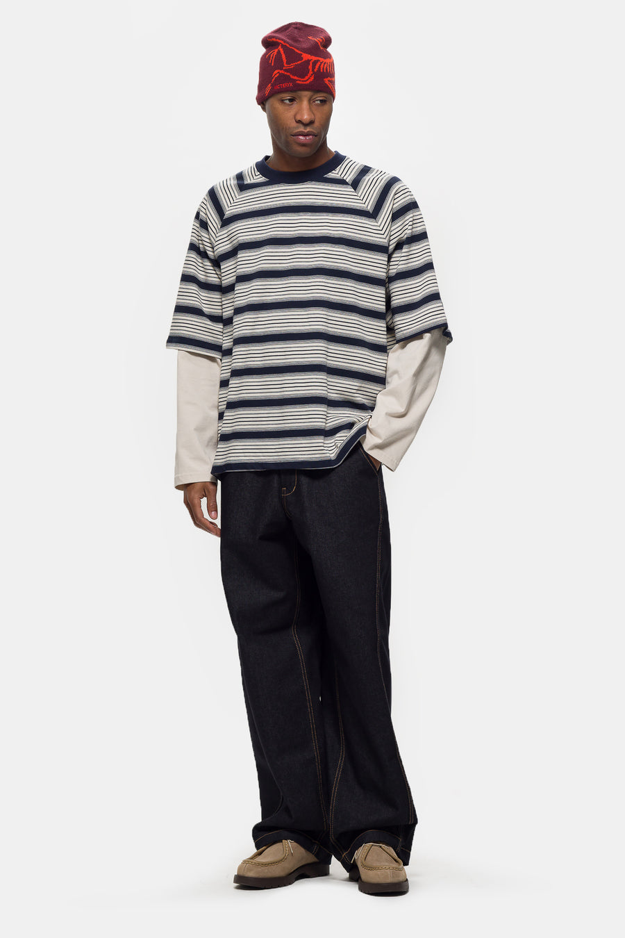 Longsleeve Layered T-Shirt in Blue Stripe