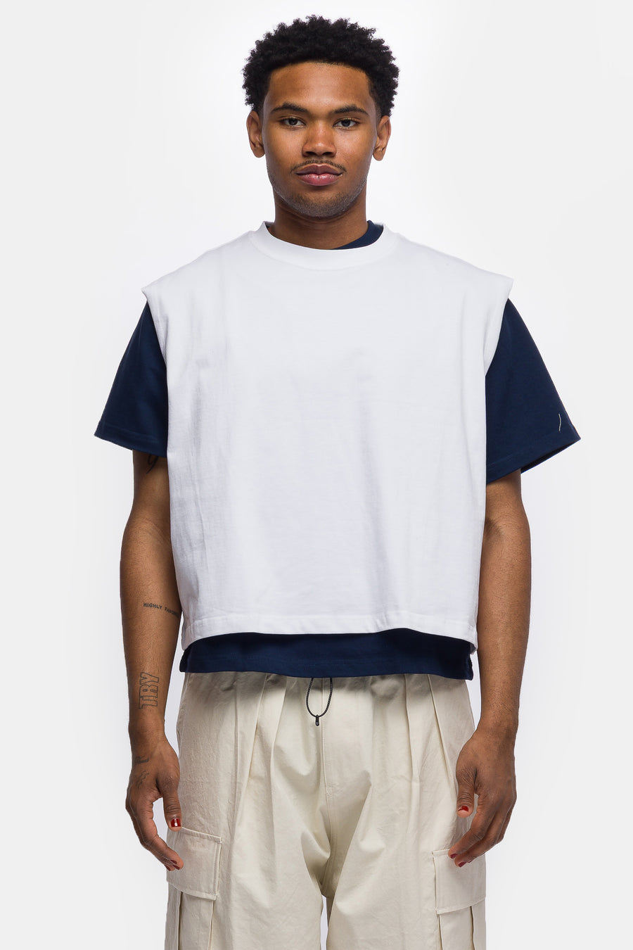 Muscle Cropped T-Shirt in White
