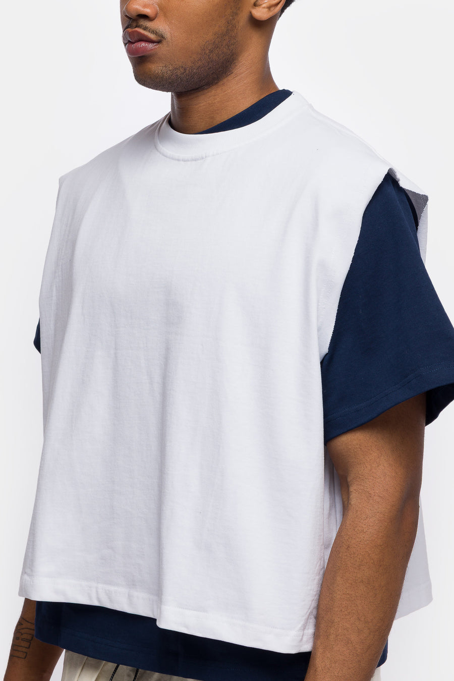 Muscle Cropped T-Shirt in White