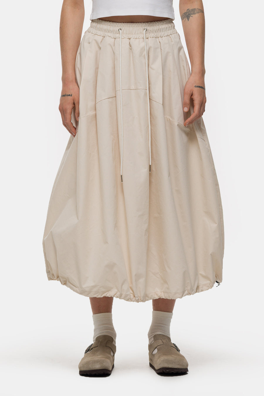 Pintuck Balloon Skirt in Ivory