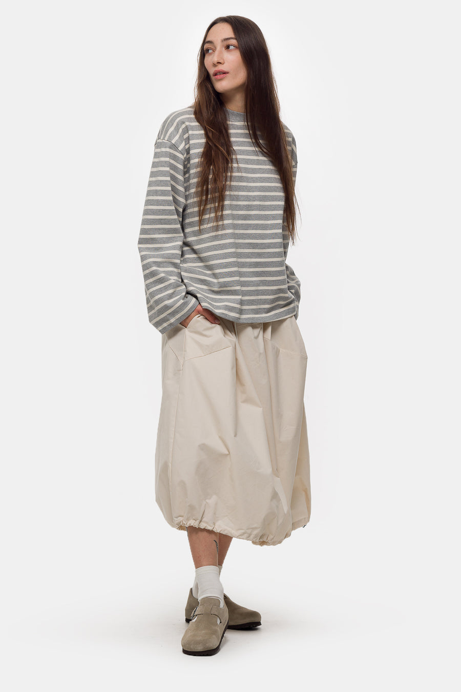 Pintuck Balloon Skirt in Ivory