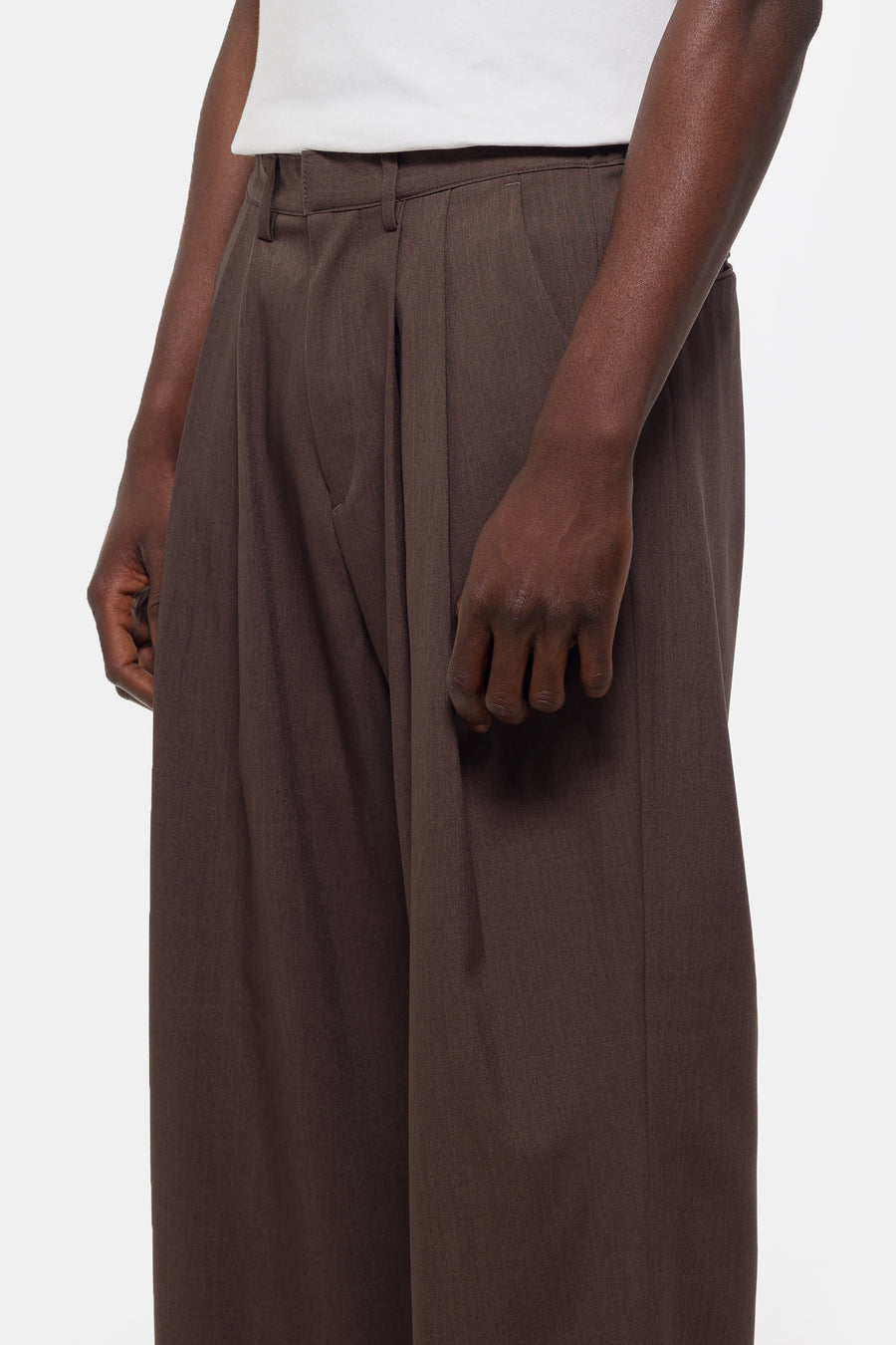 Estudio Niksen Pintuck Maxi Trouser in Brown - Notre