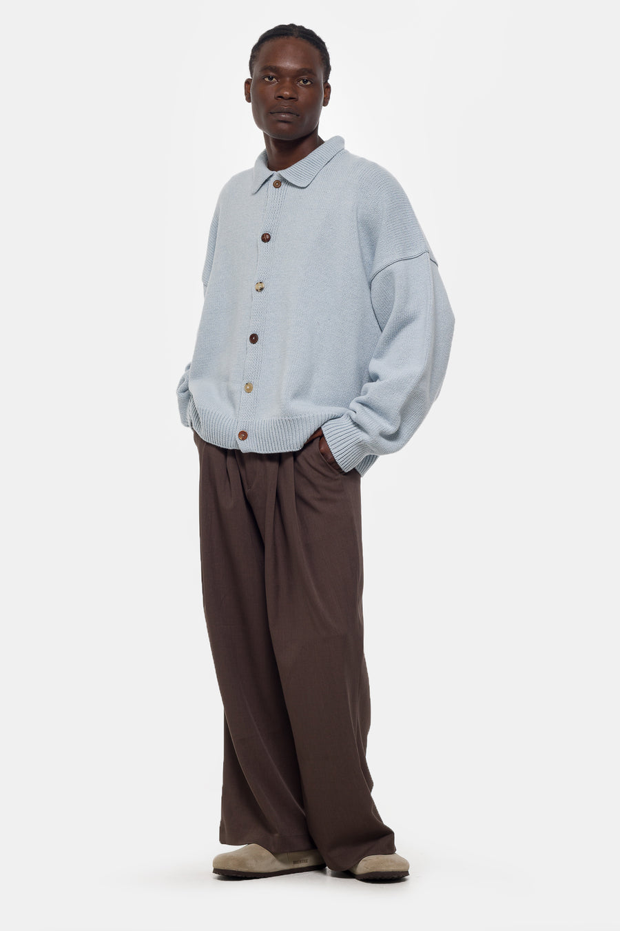 Estudio Niksen Pintuck Maxi Trouser in Brown - Notre