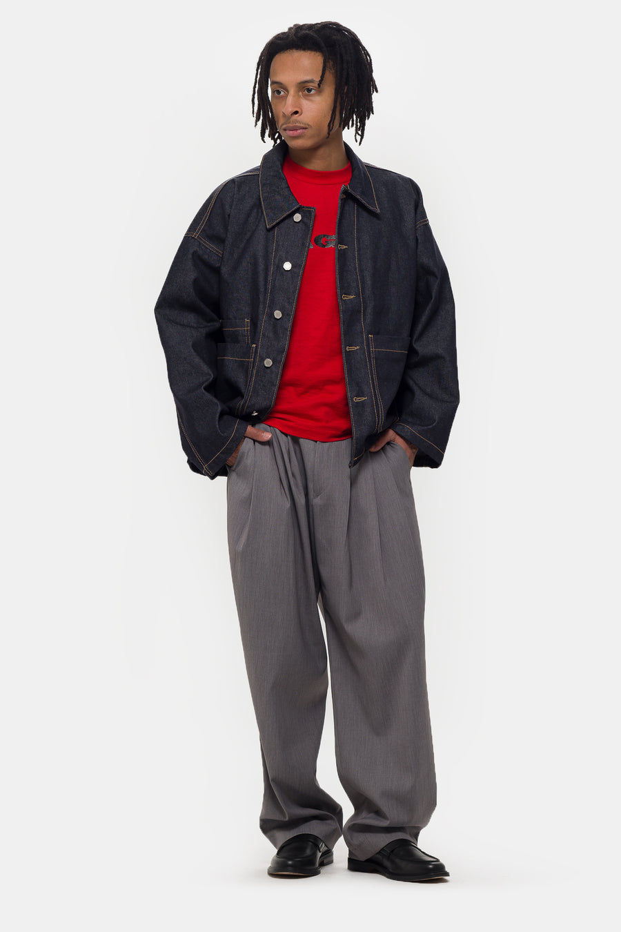 Estudio Niksen Pintuck Wide Trouser in Grey - Notre