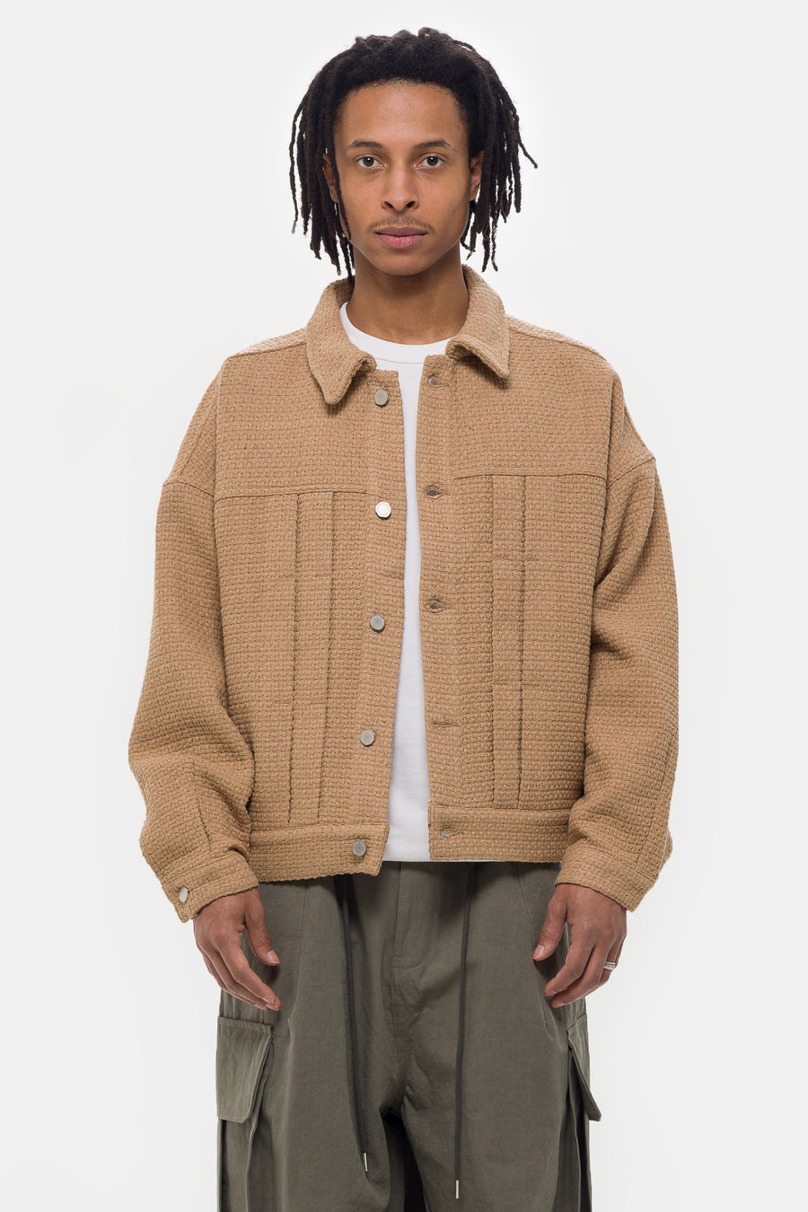Boxy Jacket Pleated Boxy Jacket in Beige - Estudio Niksen