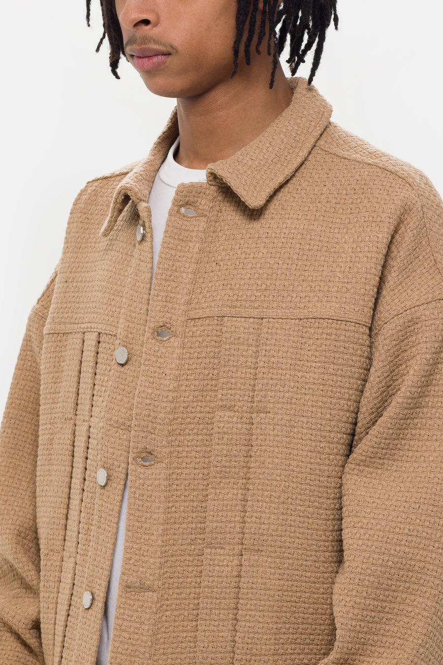 Estudio Niksen Pleated Boxy Jacket in Beige - Notre