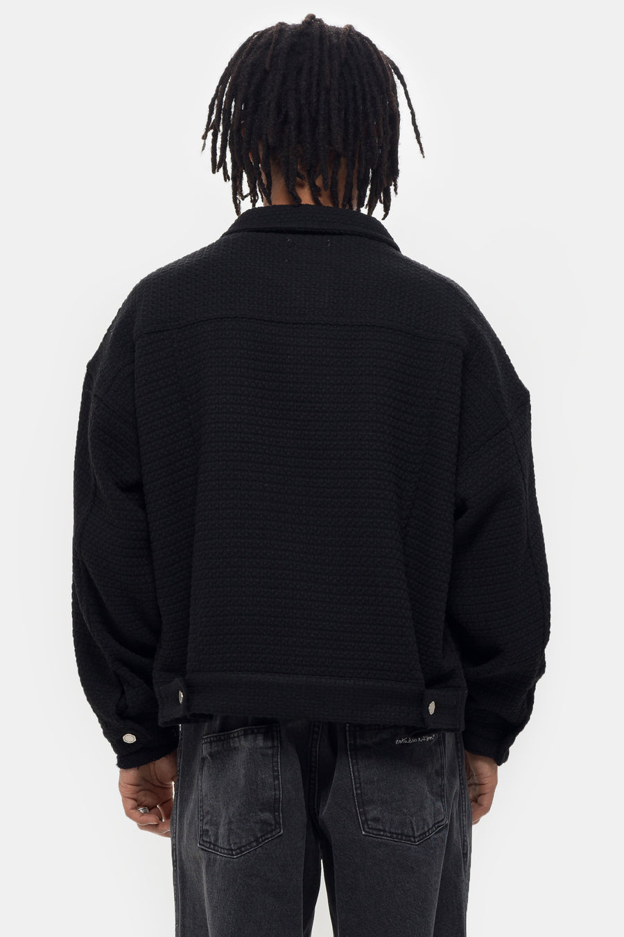 Estudio Niksen Pleated Boxy Jacket in Black - Notre