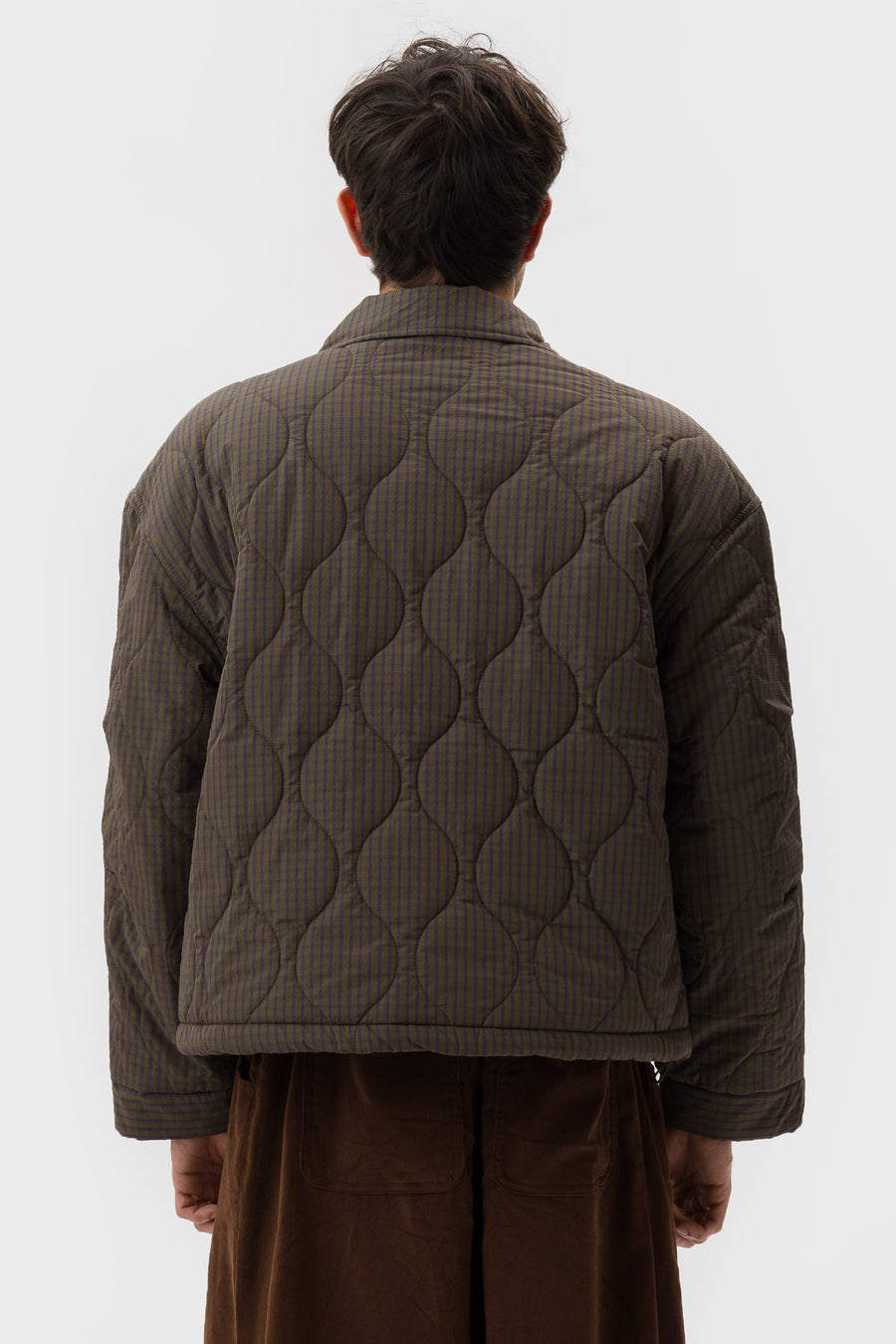 Estudio Niksen Quilted Pocket Jacket in Olive Checkered - Notre