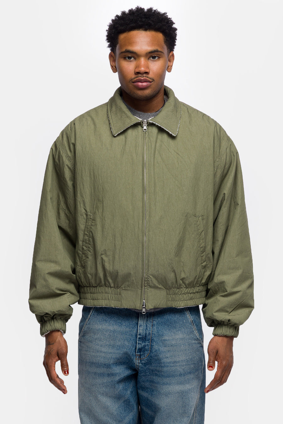 Reversible Bomber Jacket in Khaki