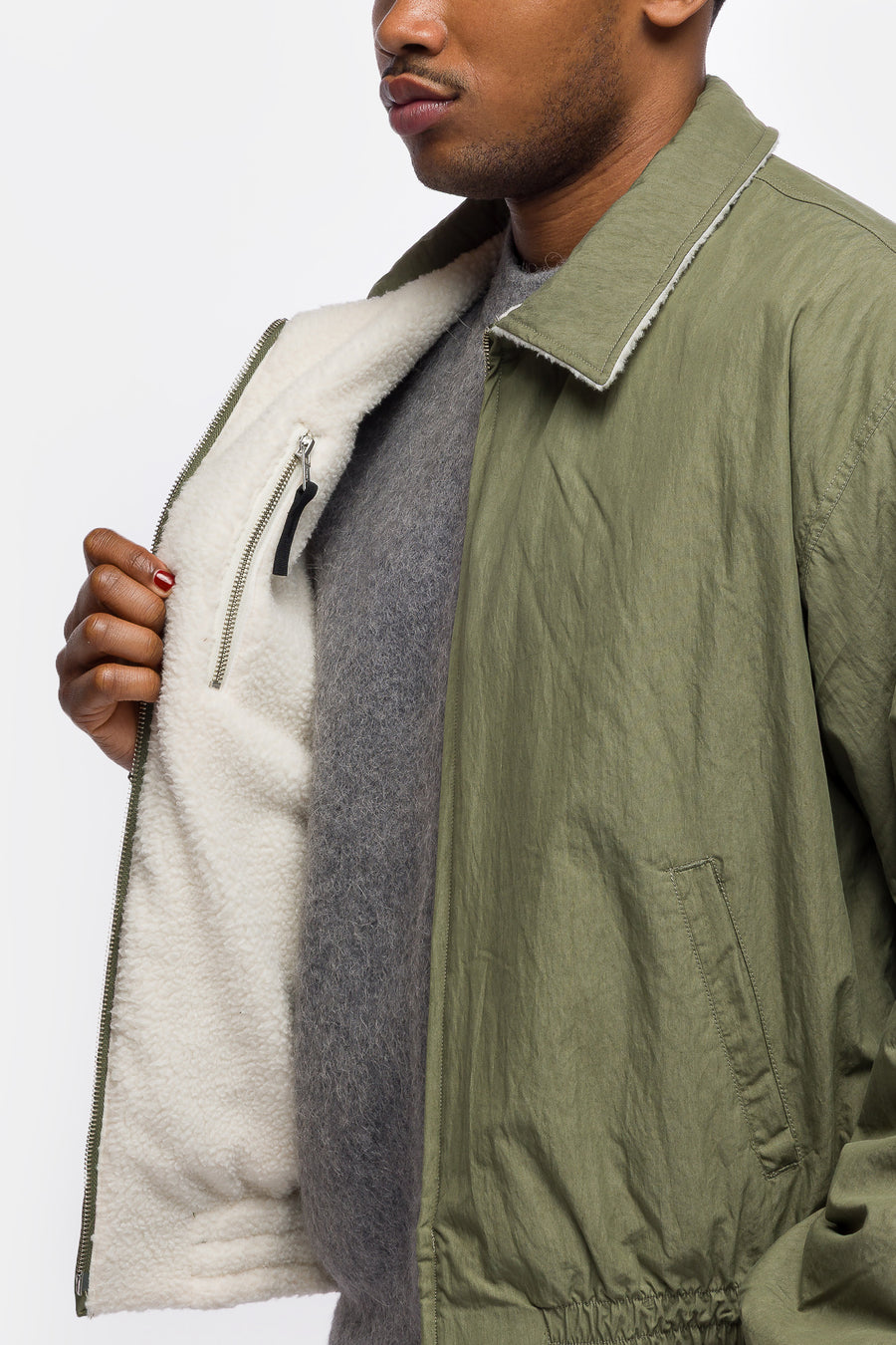 Reversible Bomber Jacket in Khaki
