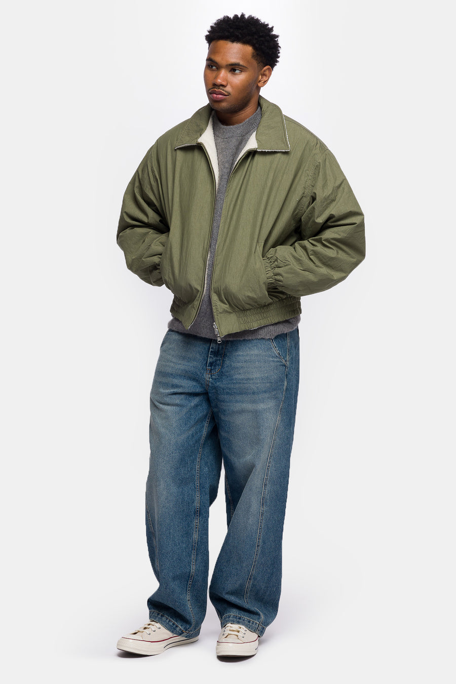 Reversible Bomber Jacket in Khaki