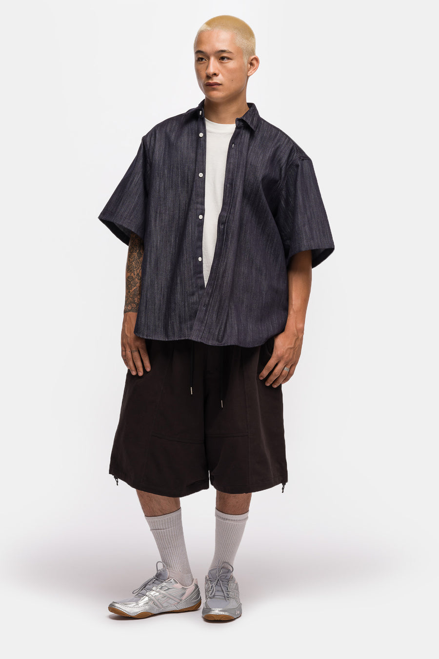 Estudio Niksen Shortsleeve Wide Shirt in Indigo Denim - Notre
