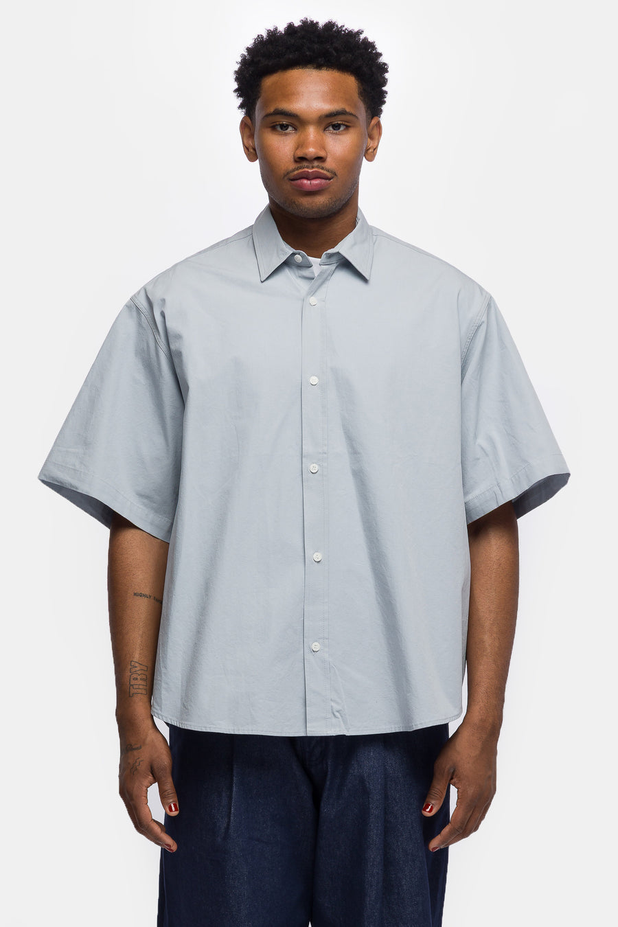 Shortsleeve Wide Shirt in Light Blue