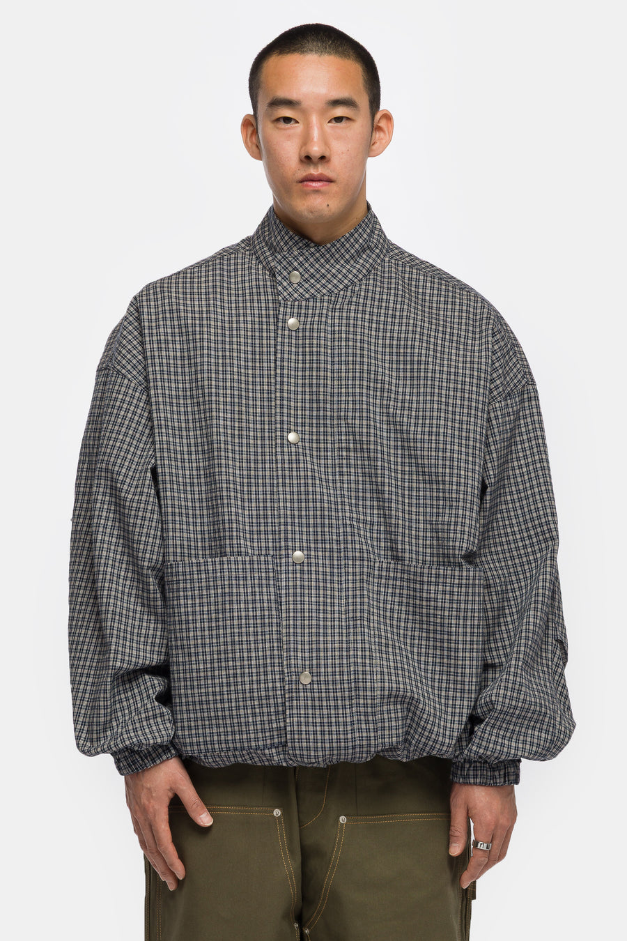 Estudio Niksen Side Pocket Light Jacket in Blue Checkered - Notre