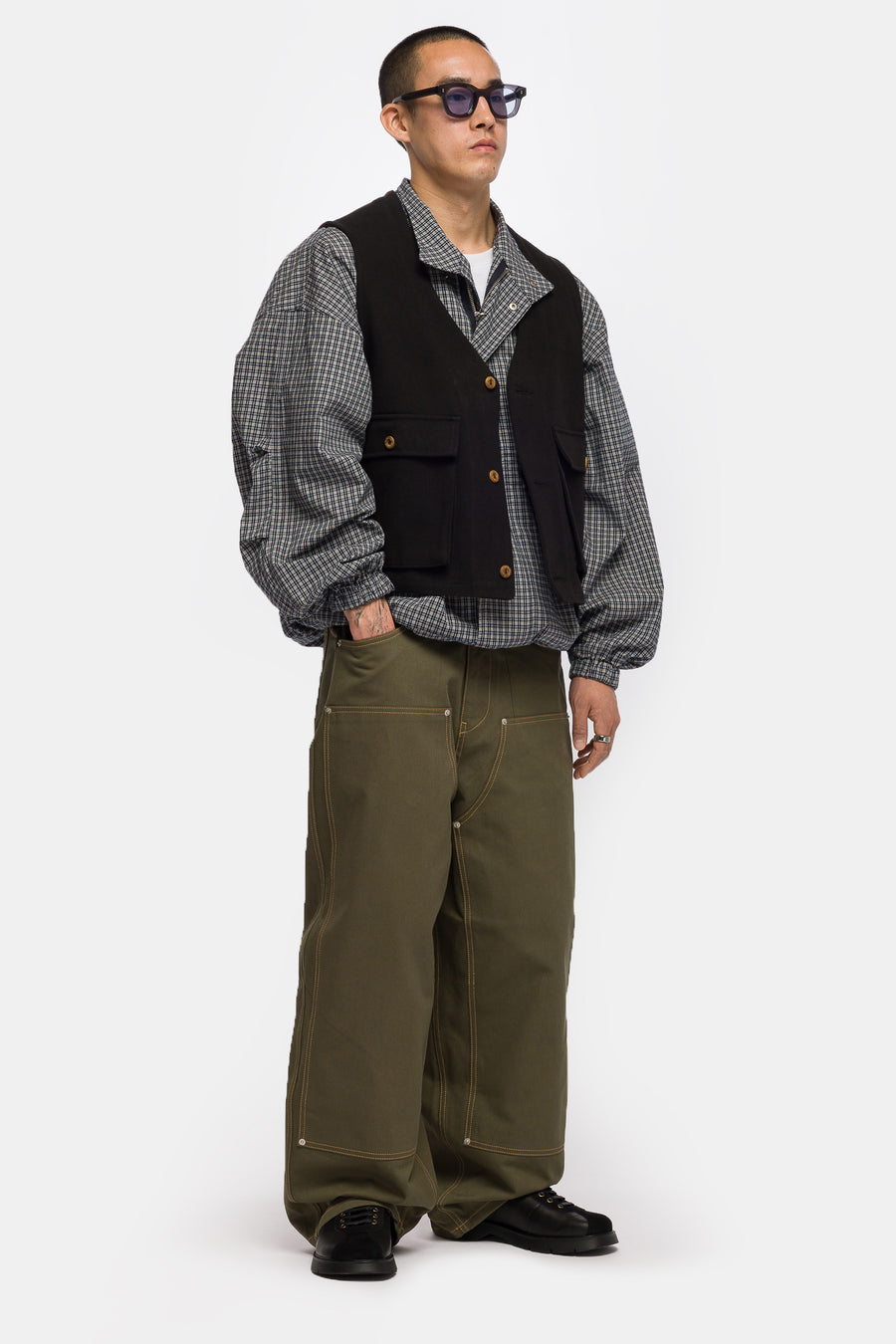 Estudio Niksen Side Pocket Light Jacket in Blue Checkered - Notre