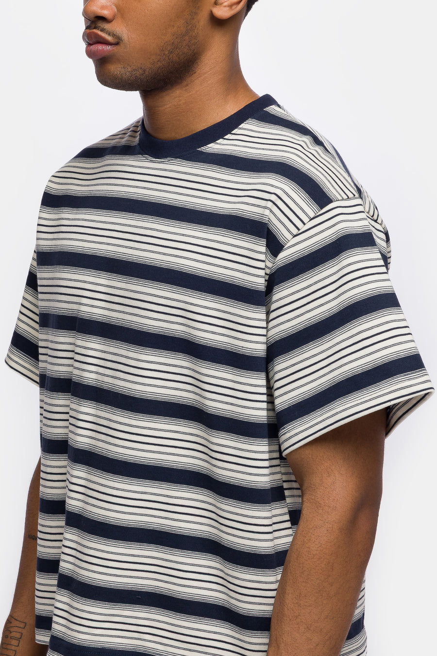 Signature Cropped T-Shirt in Blue Stripe