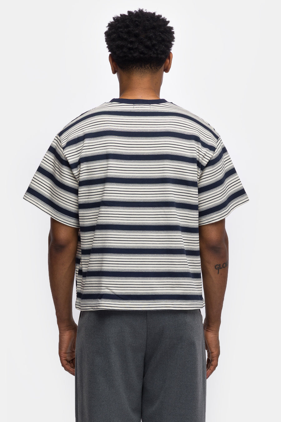 Signature Cropped T-Shirt in Blue Stripe