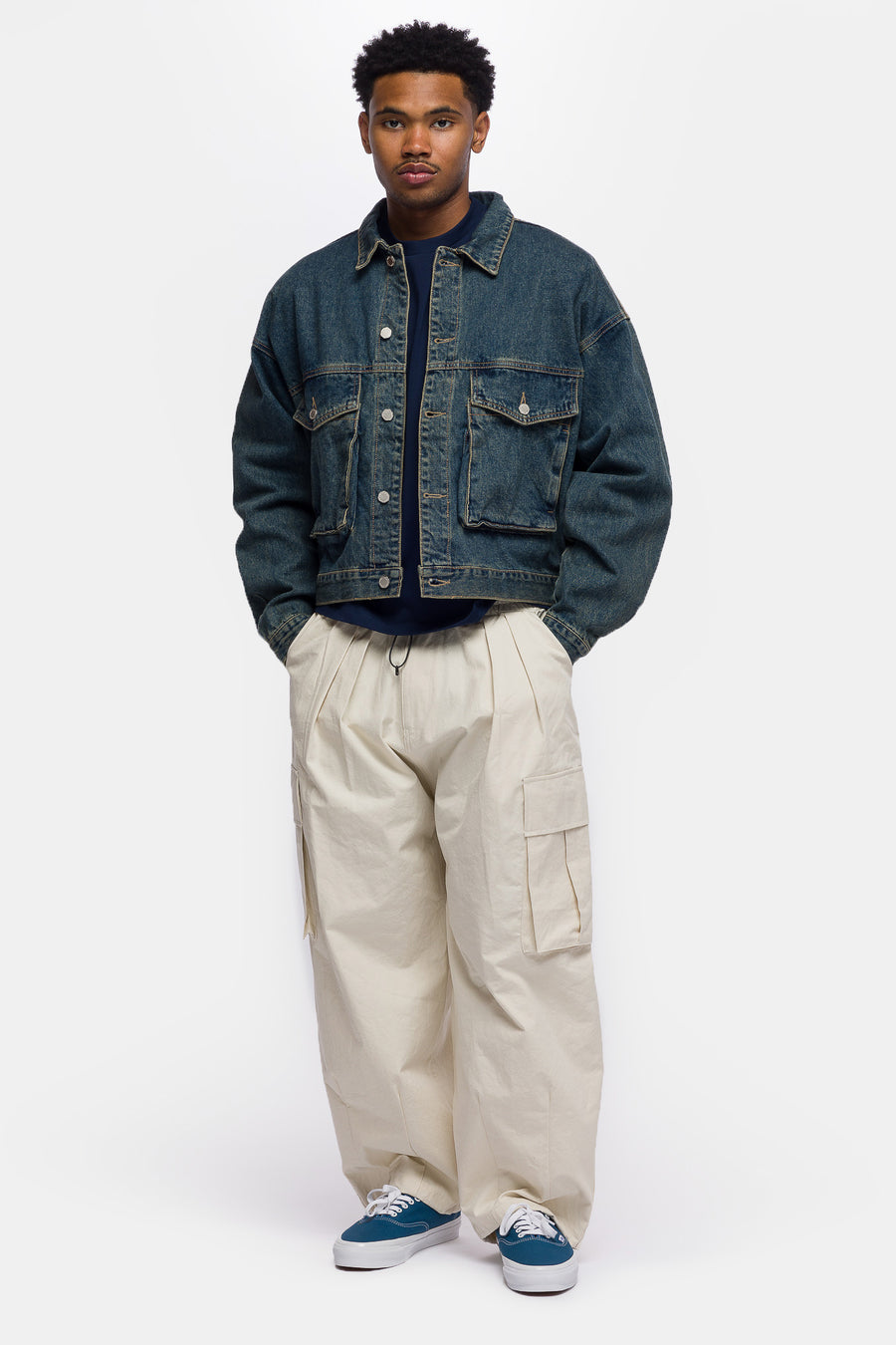 Signature Cropped T-Shirt in Navy