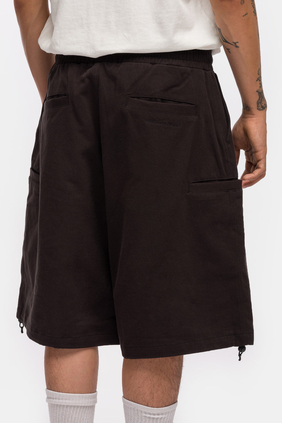 Estudio Niksen Slit Cargo Balloon Short in Black - Notre