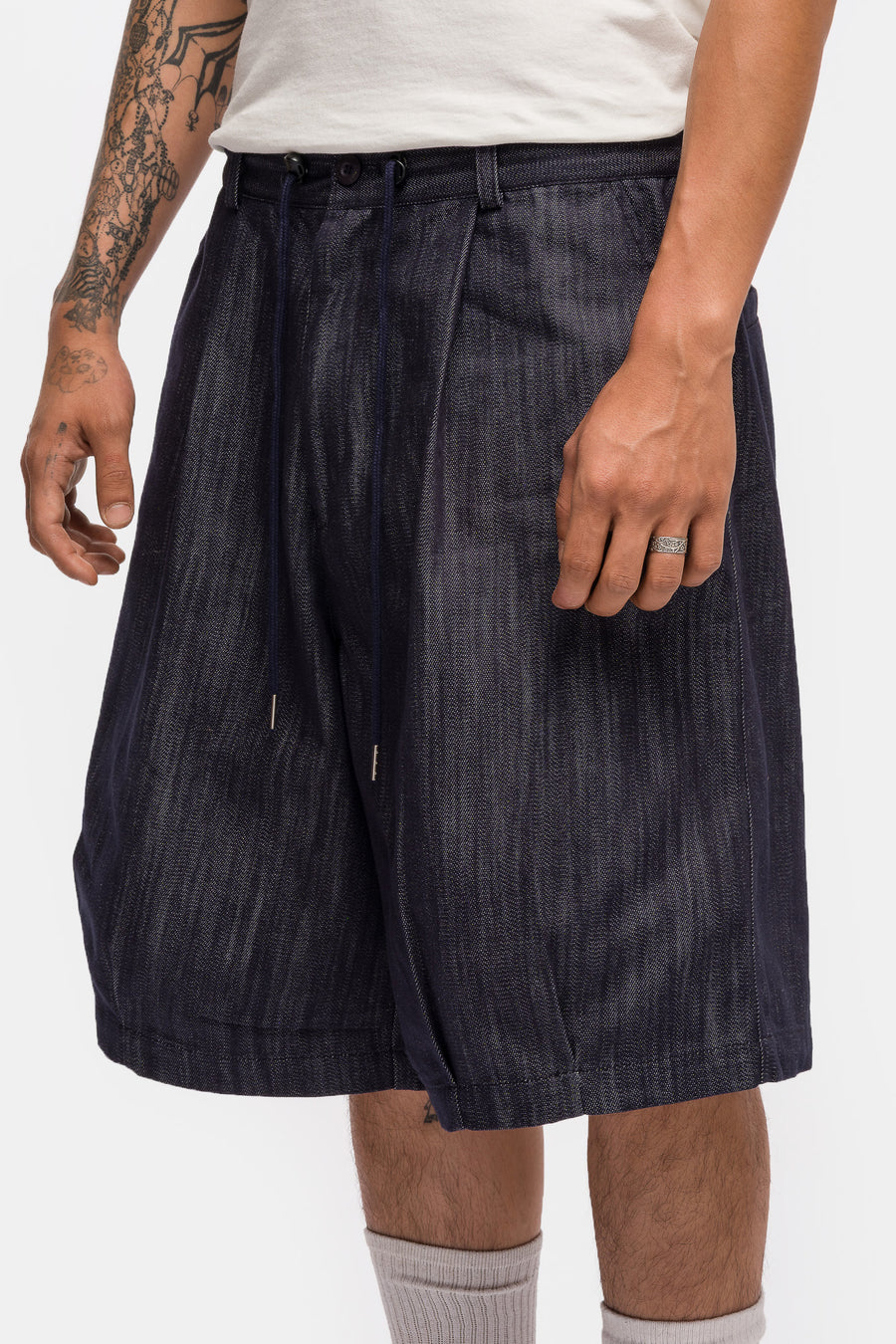 Estudio Niksen Stopper Denim Bermuda Short in Indigo Denim - Notre