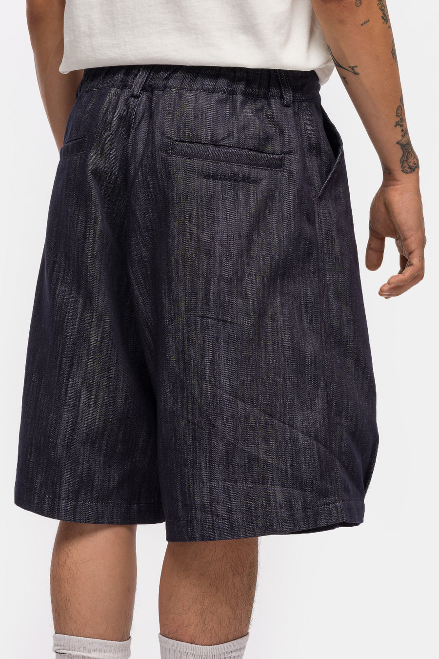 Estudio Niksen Stopper Denim Bermuda Short in Indigo Denim - Notre