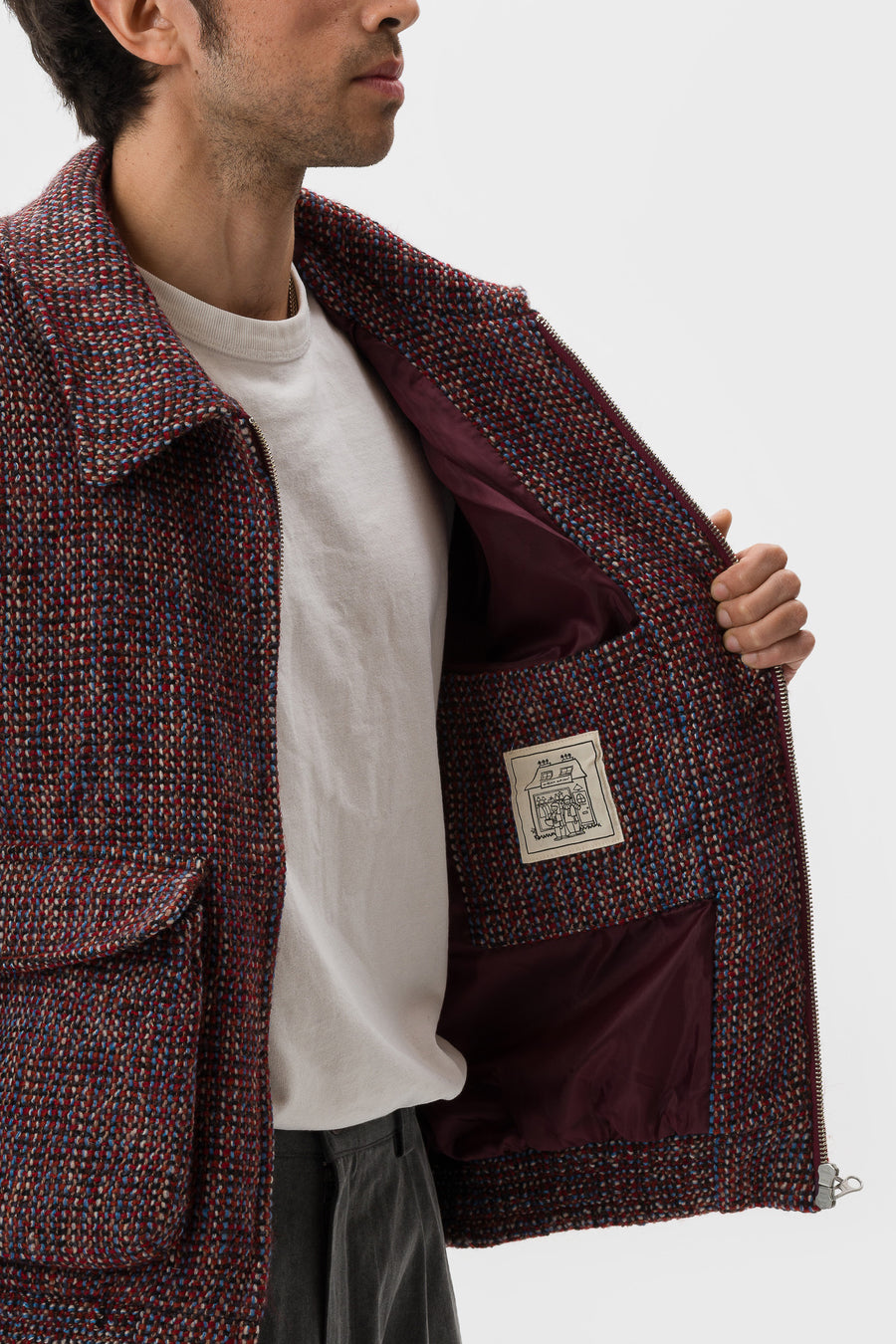 Estudio Niksen Tweed Bomber Jacket in Checkered - Notre