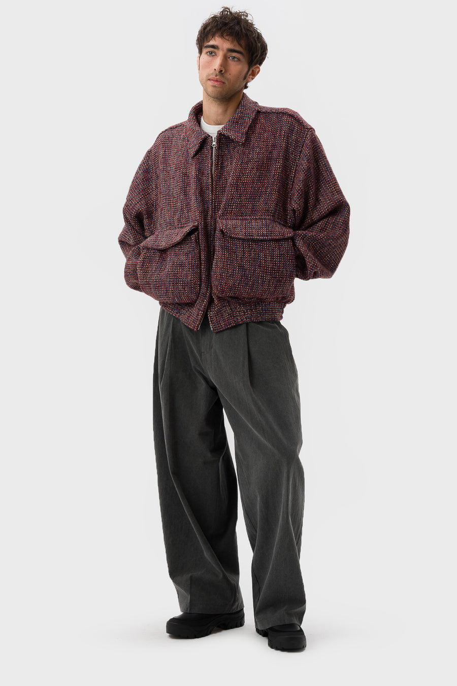 Estudio Niksen Tweed Bomber Jacket in Checkered - Notre