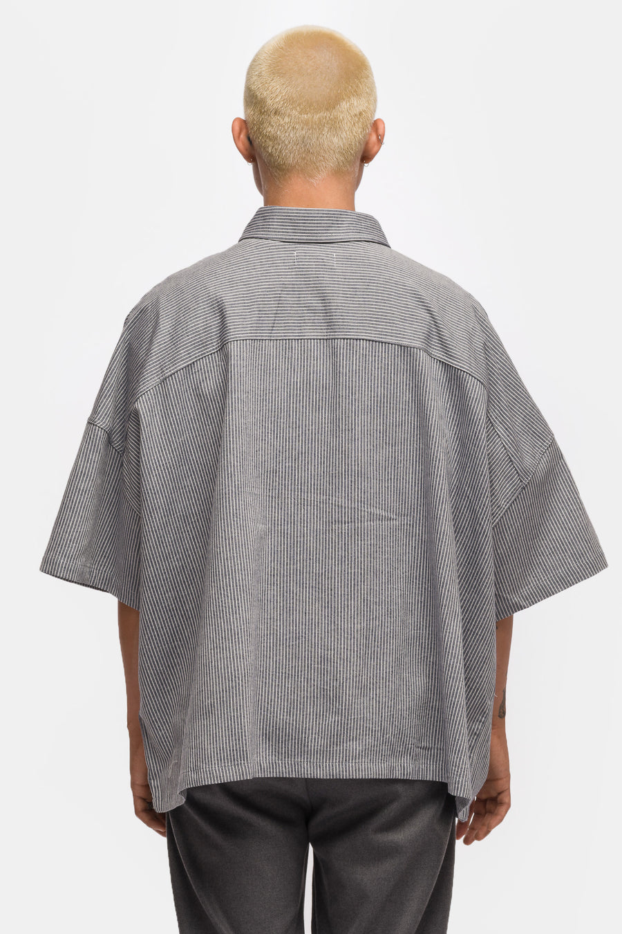 Two Pocket Big Shirt in Blue Stripe