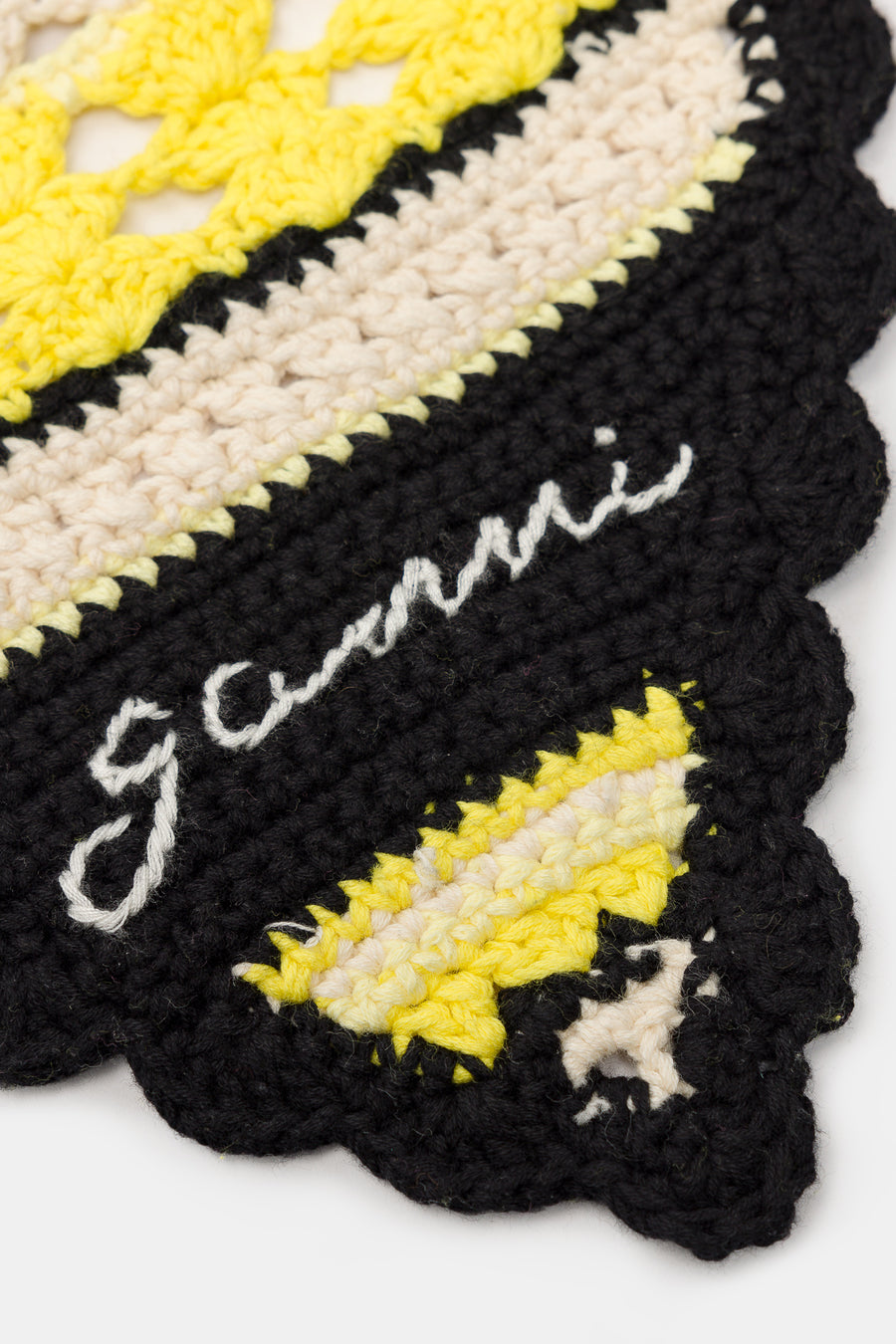 GANNI Cotton Crochet Bandana in Golden Kiwi - Notre