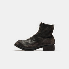 PL1_RU Coated Front Zip Boot in Black - Guidi