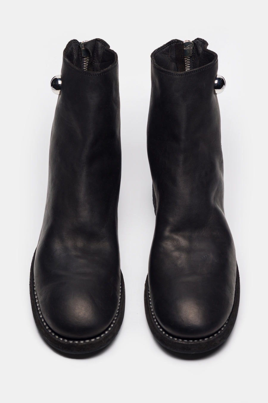 Undercover 996V_EYE Calf Leather Back Zip Boot in Black