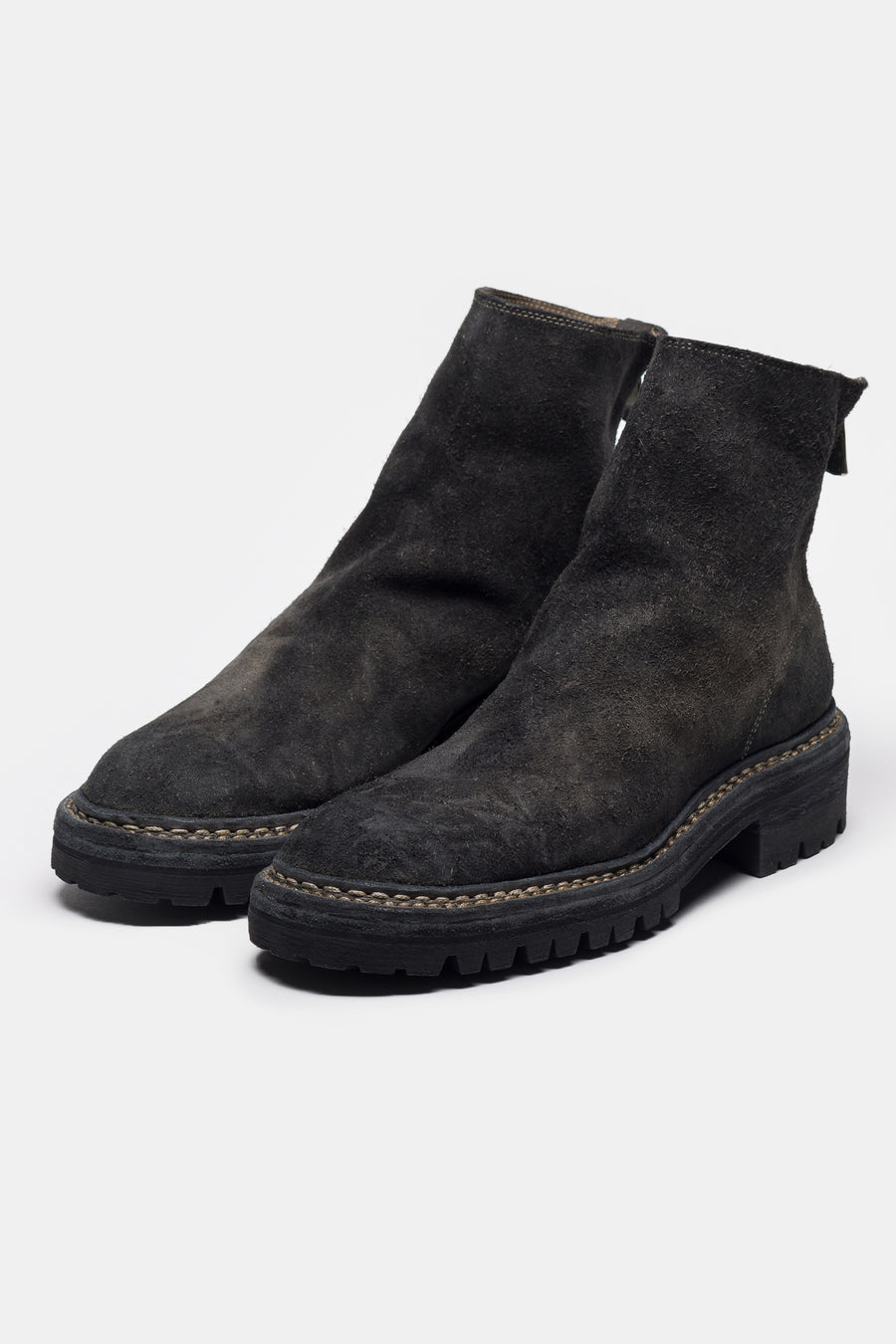 UNDERCOVER Undercover x Nonnative 996V_UN Reverse Horse Leather Back Zip Boot in Charcoal - Notre