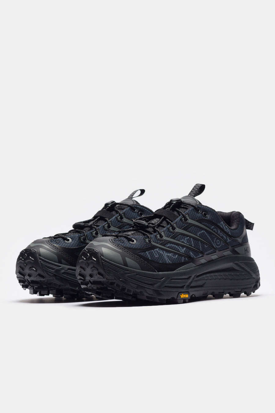 HOKA Mafate Three2 Wordmark Sneaker in Black/Outer Orbit - Notre